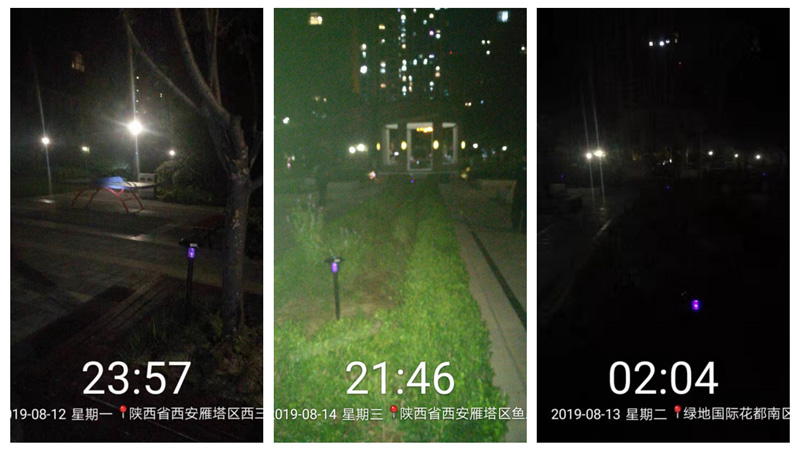 西安綠地花都小（xiǎo）區物業安裝太陽能滅蚊燈（dēng）效果案例