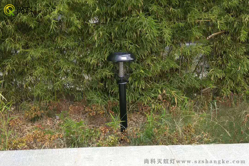 室外太陽能滅蚊燈安裝在綠化帶中 室外太陽能滅蚊燈安裝在綠化(huà)帶中